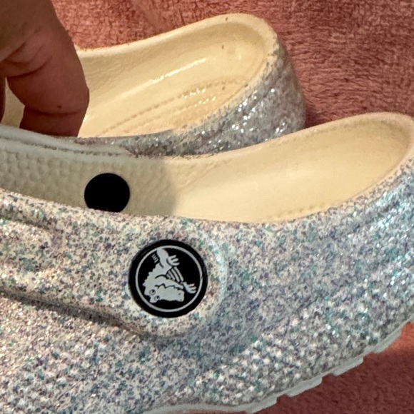 CROCS Kids Silver Glitter Clogs - Picture 3 of 5